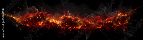 Ultra-Wide Background of Large Fiery Explosion (Generative AI) photo