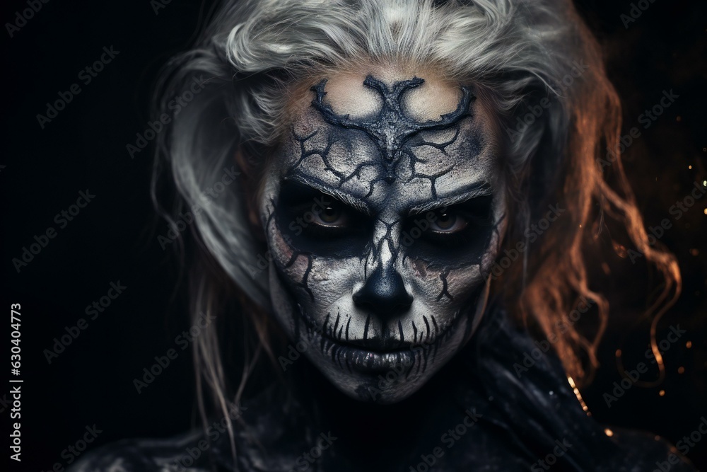 Halloween scary makeup female portrait. Scary woman. Halloween scary makeup female portrait. Scary woman.