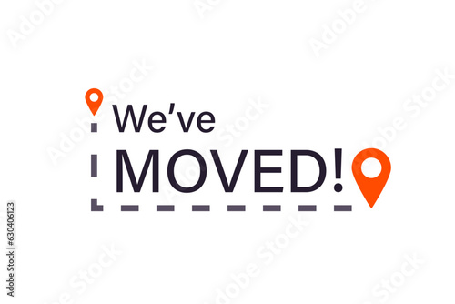 Weve Moved icon. Clipart image isolated on white background