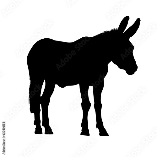 Black silhouette of a donkey isolated on white background. vector logo of a mule. black icon of a horse. vector illustration of a john.