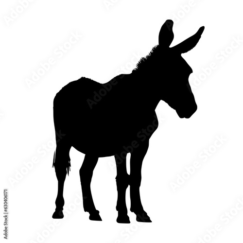 Black silhouette of a donkey isolated on white background. vector logo of a mule. black icon of a horse. vector illustration of a john.