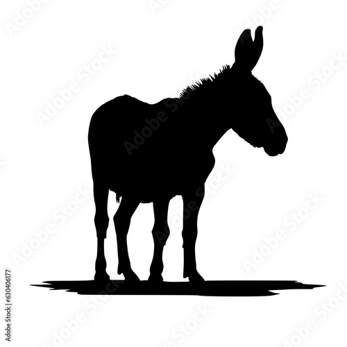 Black silhouette of a donkey isolated on white background. vector logo of a mule. black icon of a horse. vector illustration of a john.