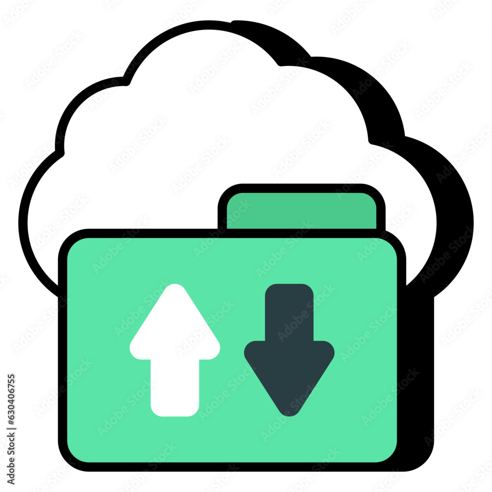 Editable design icon of cloud folder transfer Editable design icon of cloud folder transfer