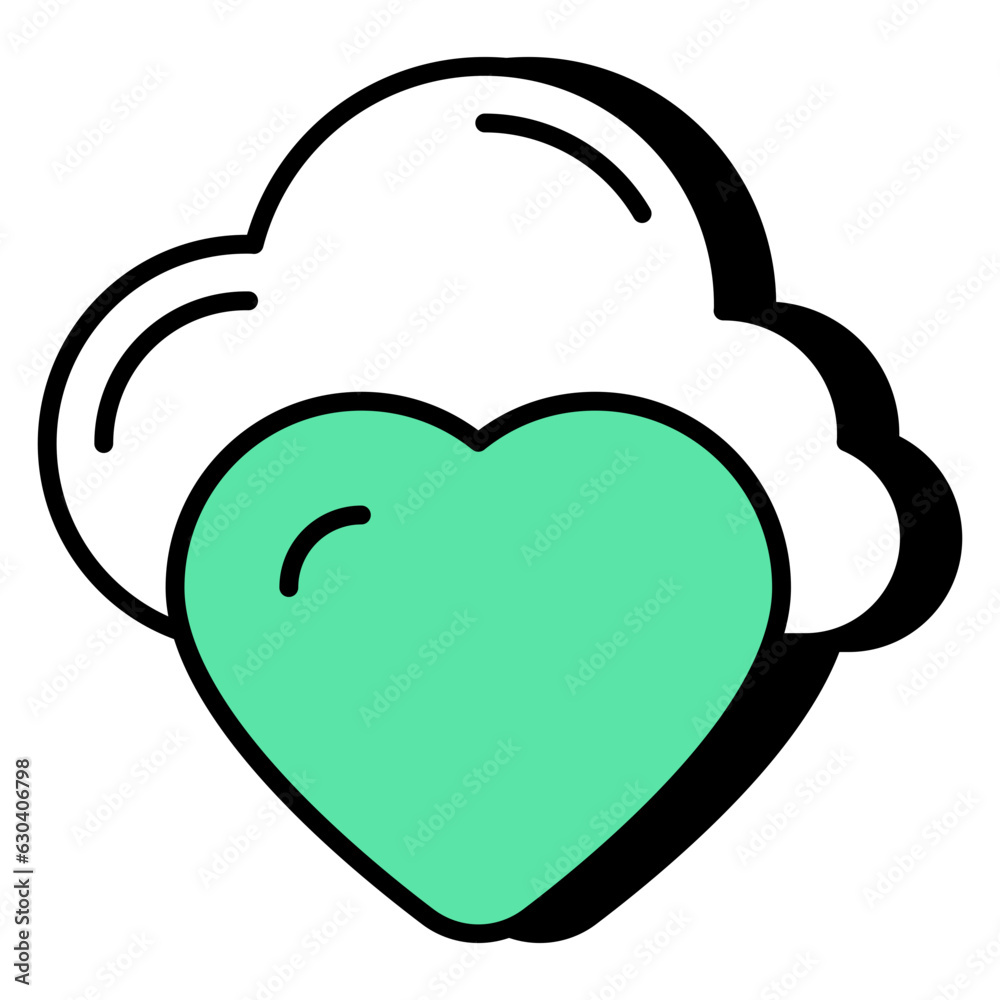 A flat design icon of favorite cloud A flat design icon of favorite cloud