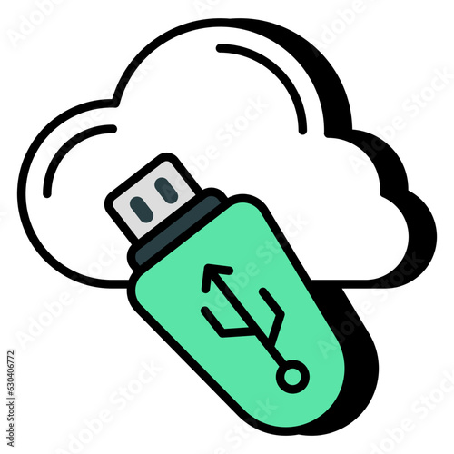 Premium download icon of cloud usb