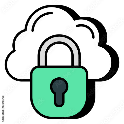 Editable design icon of cloud security