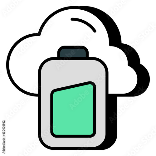 Editable design icon of cloud battery