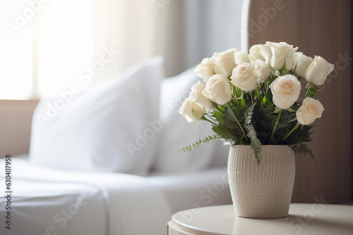 Healing Moments: White Roses Beside Hospital Bed - Created with Generative AI Tools