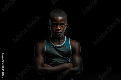 Concentrated Boy Track And Field Athlete Standsa Black Background . Concentrated Boy Track Field Athlete, Athletic Identity Selfconfidence, Benefits Of Track Field, Motivation In Athletics