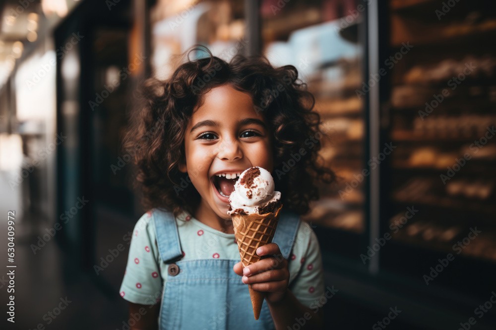 Indian Girl Eating Chocolate Ice Cream . Empowerment Of Indian Women