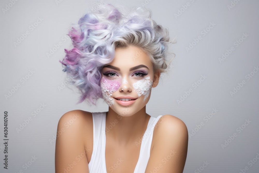 A Woman With White And Purple Hair And Makeup . Purple Hair, White Hair, Makeup, Colour Combinations, Bold Hair Styles, Accessorising, Skin Care, Hairstyling