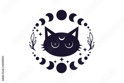 Black Magic Cat Illustration Design in Vector.