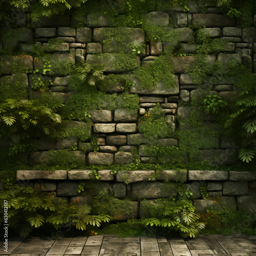 Green moss on a rock texture background. High resolution image of green moss, Bryophyta, Ai