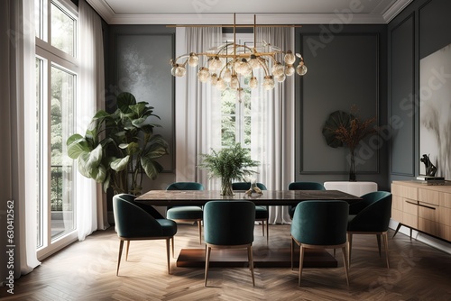 Sophisticated Modern Restaurant Interio. Generative AI © create interior