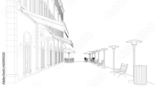 3D illustration of coffee shop