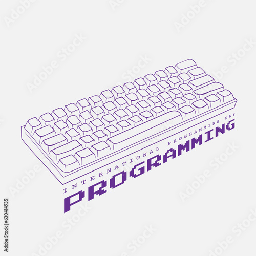 International programming day campaign design with hand drawn of mechanical keyboard