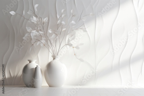 Sophisticated White Wall with Leaf Shadows