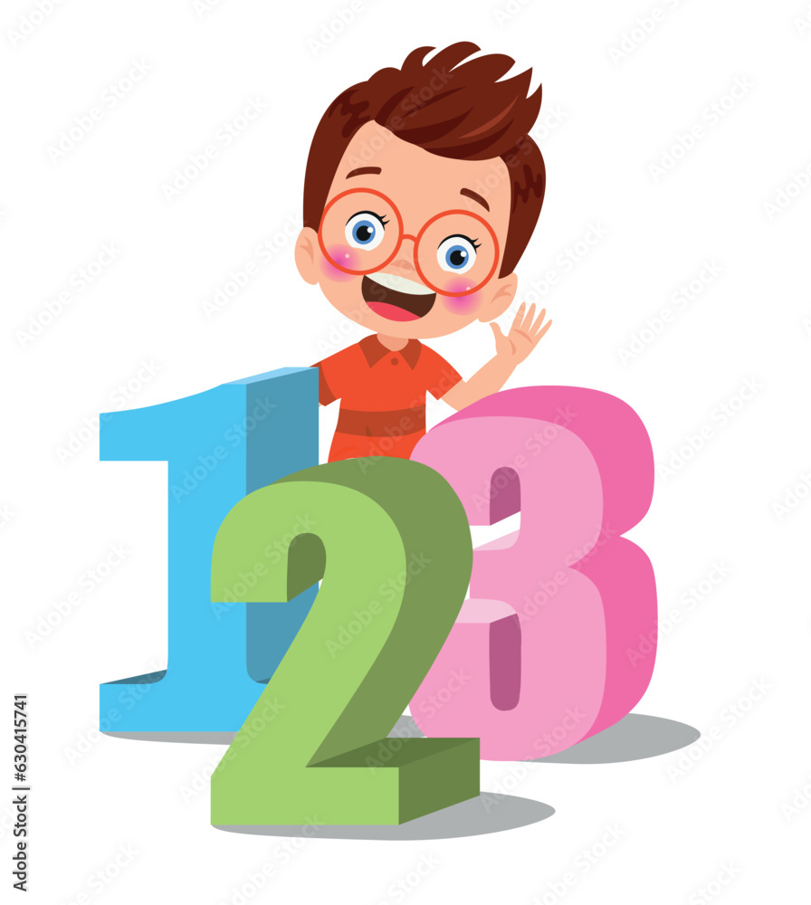 Cartoon kids with 123 numbers vector image Cartoon kids with 123 numbers vector image