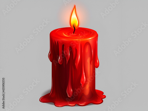 Red candle isolated on transparent background. Burning candle, melt. Home decoration. Gothic style, Ai Generated