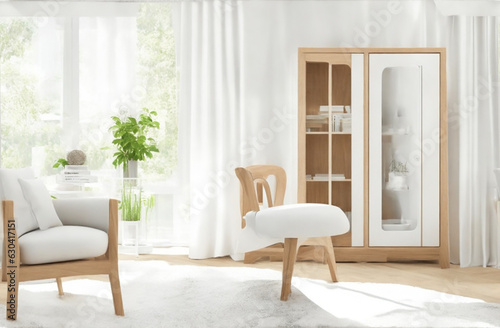 Default_Wood_armchair_and_cabinet_in_white_living_room_with_co_1 © Miraz