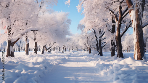 Beautiful winter landscape. Generative Ai © Vika art