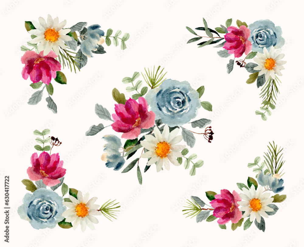 beautiful watercolor flower arrangement collection