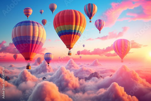 Whimsical hot air balloons rising against a pastel-colored sky  a dreamer s delight.