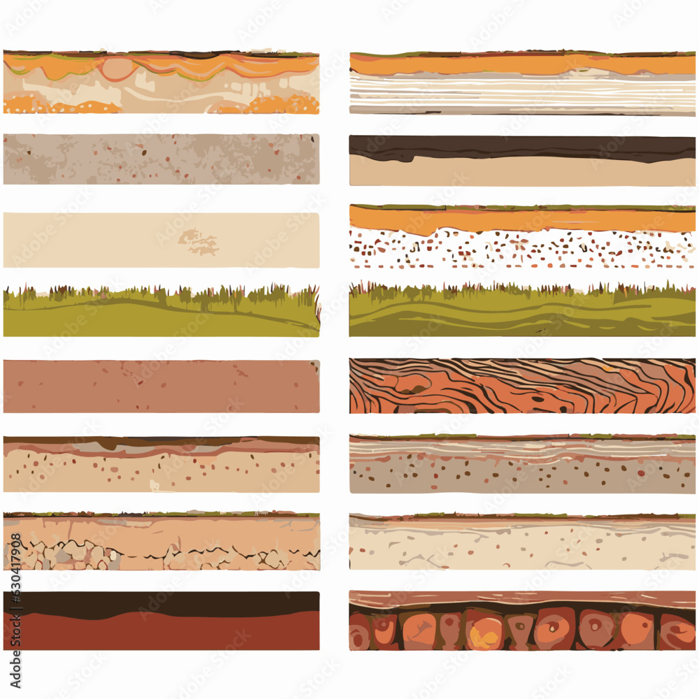 Seamless ground cross sections,layers under earth underground textures ...