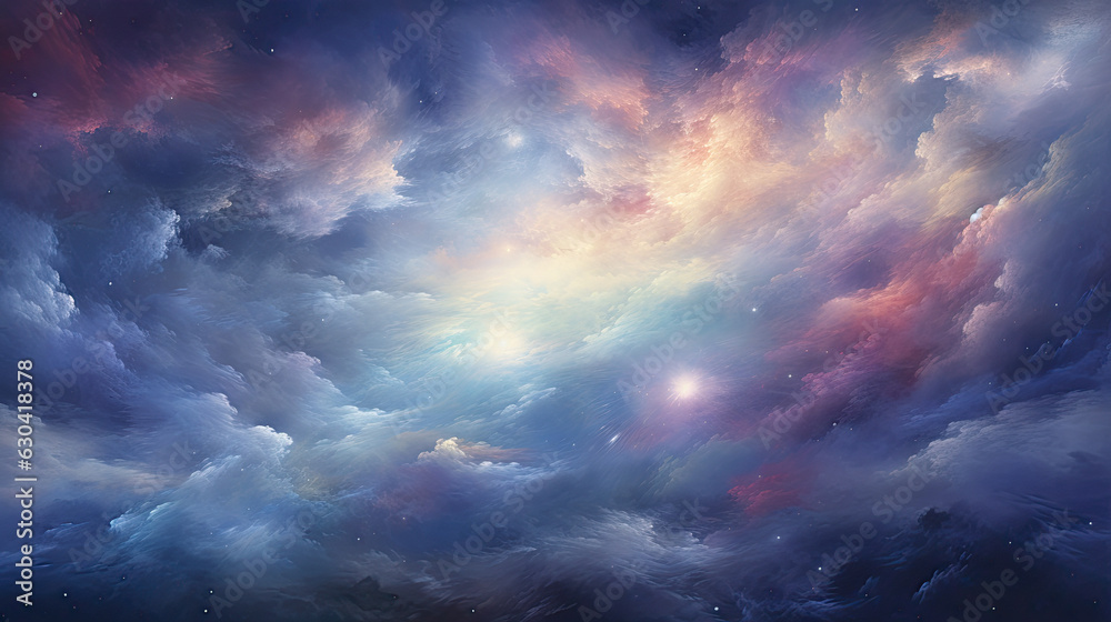 Cosmic Reverie: Ethereal Clouds, Celestial Beauty, and Magical Colors Created with Generative AI