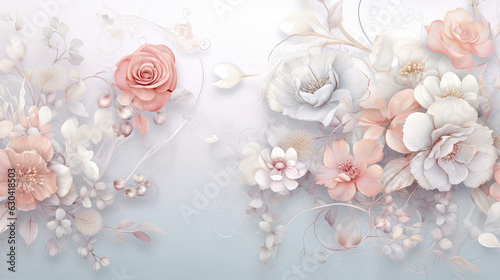 Elegant Floral Patterns: Delicate Blossoms in Soft Pastel Hues Created with Generative AI