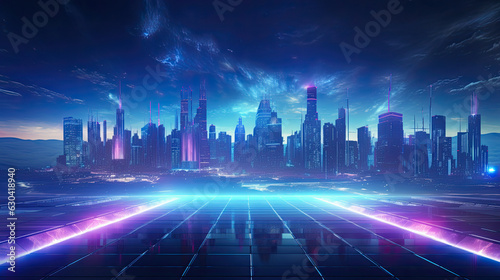 Neon Urban Nights  Electrifying Lights and Glowing Skyscrapers Created with Generative AI 