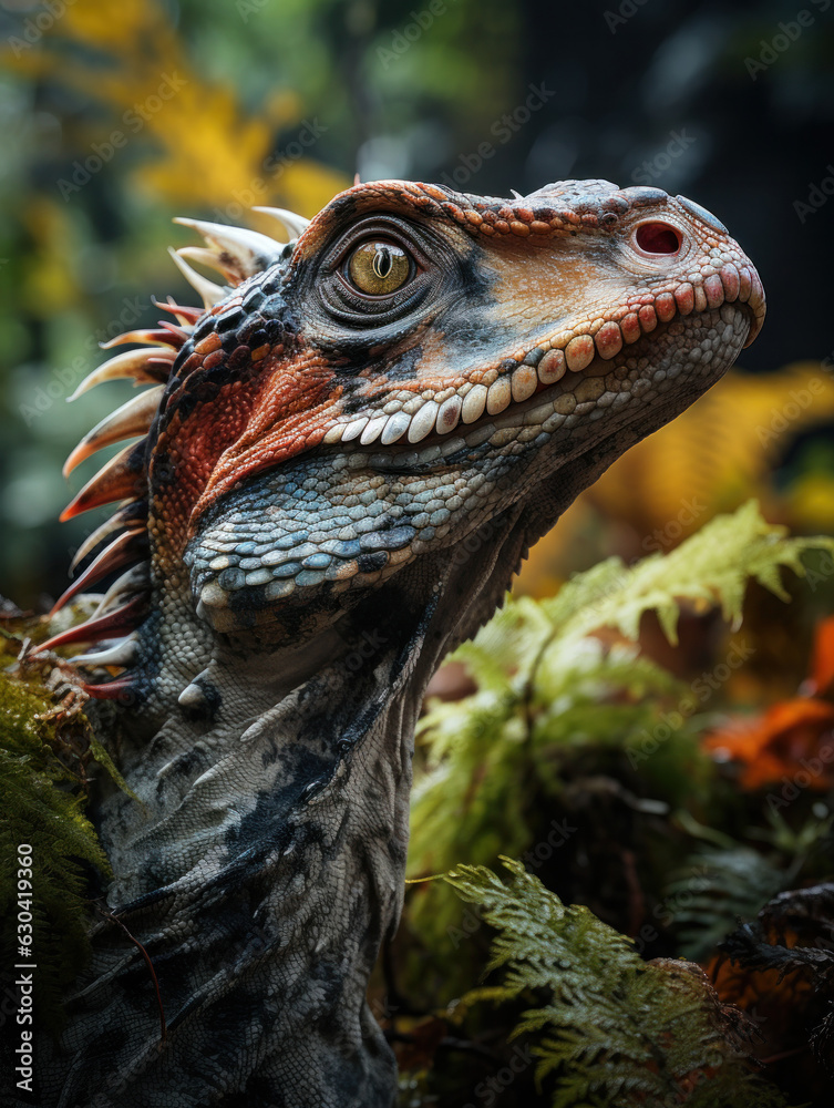 Obraz premium Dinosaur in its Natural Habitat, Wildlife Photography, Generative AI