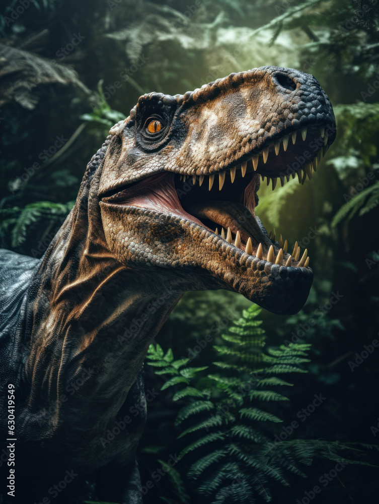 Obraz premium Dinosaur in its Natural Habitat, Wildlife Photography, Generative AI
