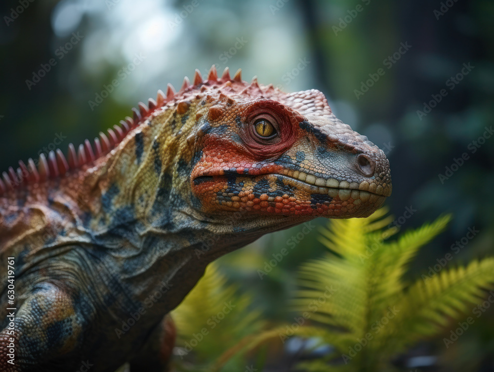 Fototapeta premium Dinosaur in its Natural Habitat, Wildlife Photography, Generative AI
