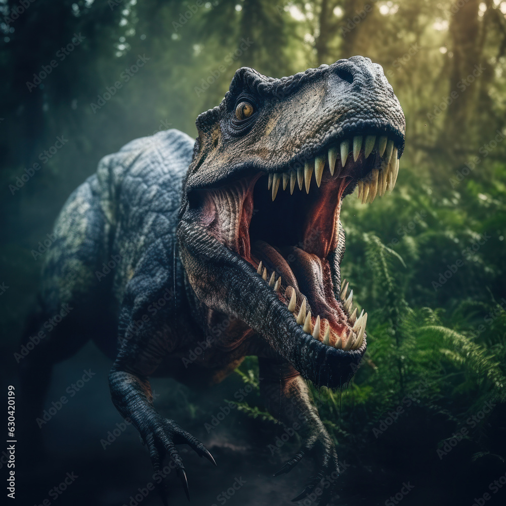 Obraz premium Dinosaur in its Natural Habitat, Wildlife Photography, Generative AI