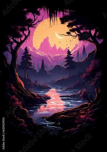 Nature scenery T shirt design style print art