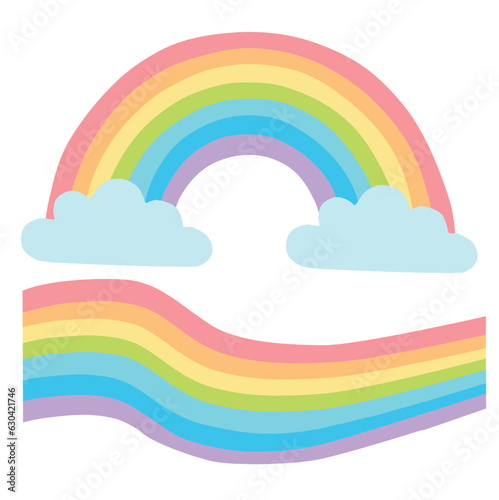 rainbow and clouds pastel colors