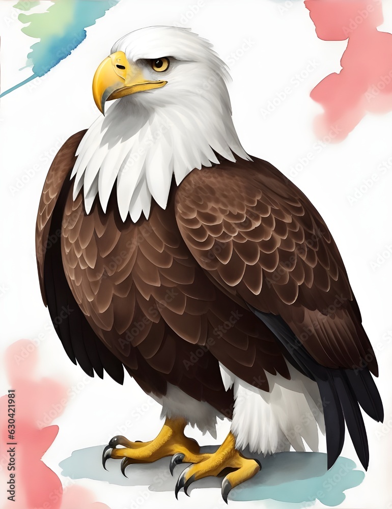 Obraz premium Eagle best image with watercolor background, Generated AI