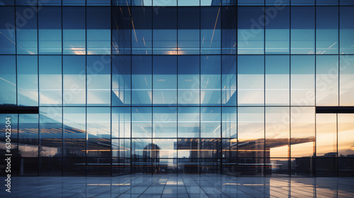 Facade of modern glass office architecture