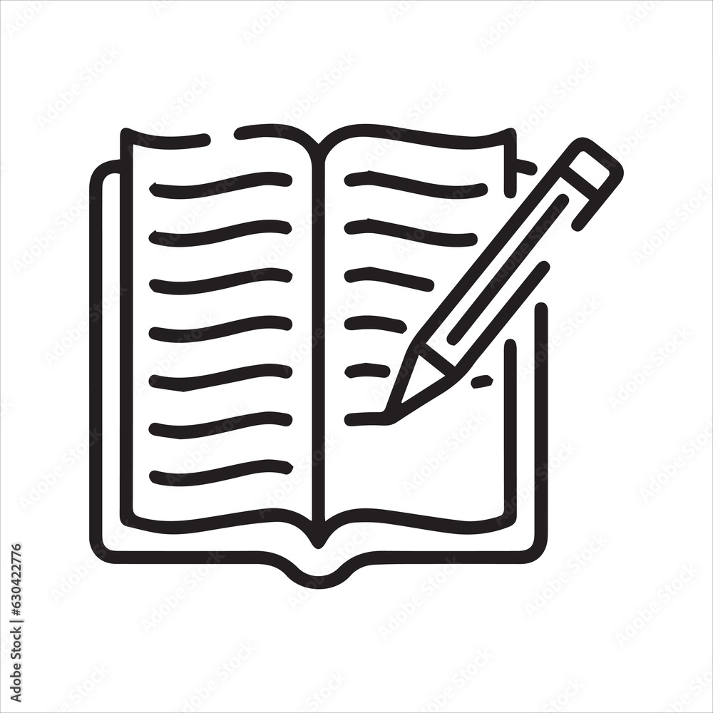 Book writing line icon. Vector and line Book writing line icon. Vector and line