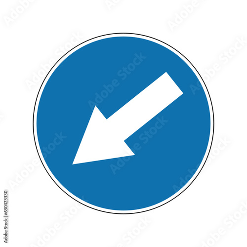 Free Download Obstacle avoidance sign on the left side. Mandatory sign. Round blue sign. Detour of obstacles located on the carriageway is allowed on the left side. Road sign. Detour on the left side. - GFXLoad
