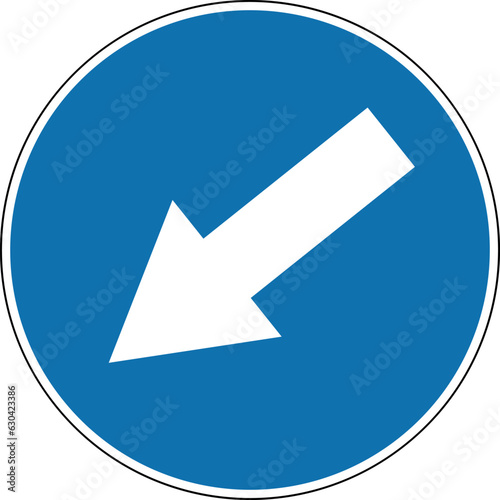 Free Download Obstacle avoidance sign on the left side. Mandatory sign. Round blue sign. Detour of obstacles located on the carriageway is allowed on the left side. Road sign. Detour on the left side. - GFXLoad