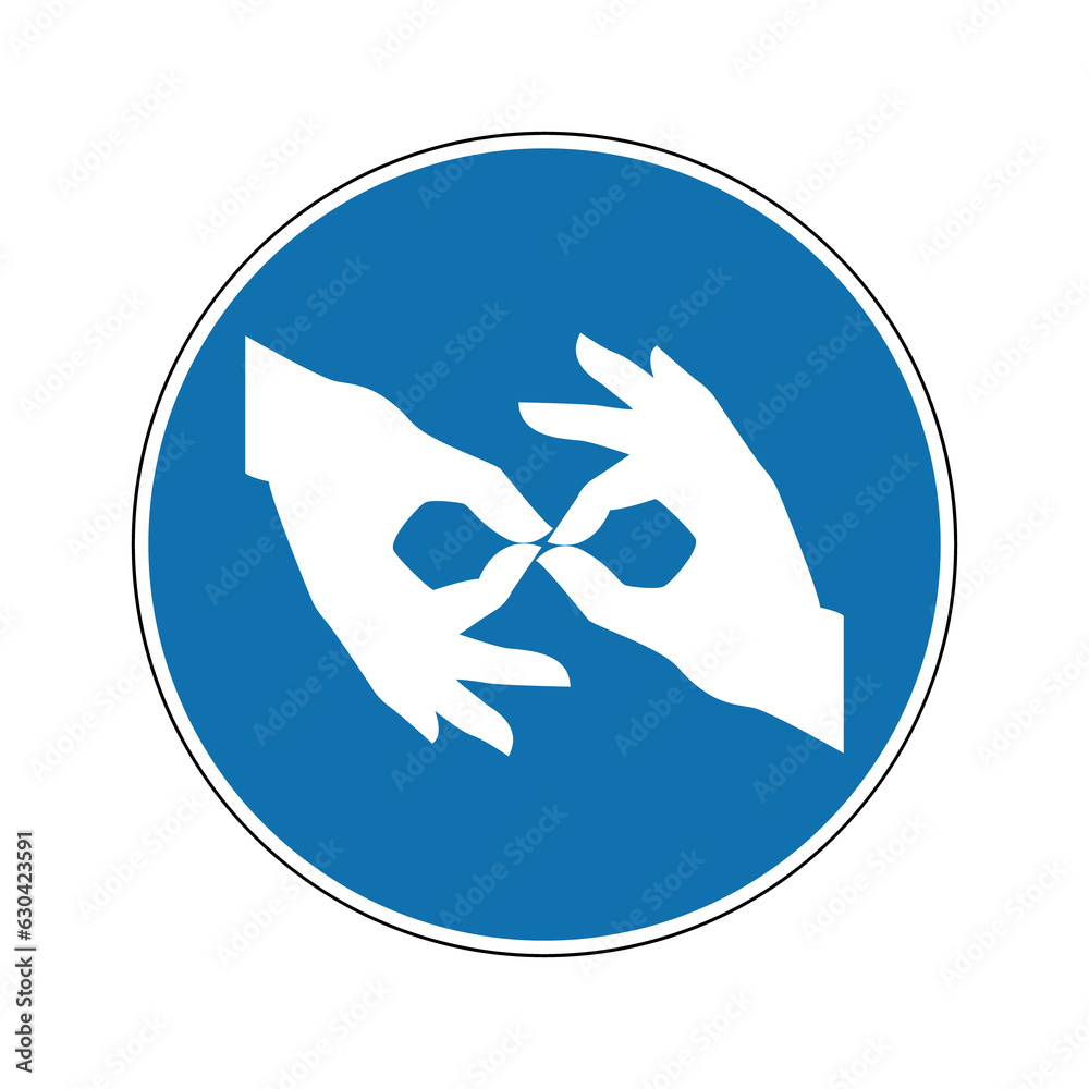 Requirements Sign Language Sign language sign. Mandatory sign. Round blue sign. Hand gestures of ...