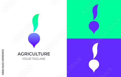 Vector logo of agroculture in the form of beet. Logo for farming, growing vegetables, eco products in modern minimalistic style 