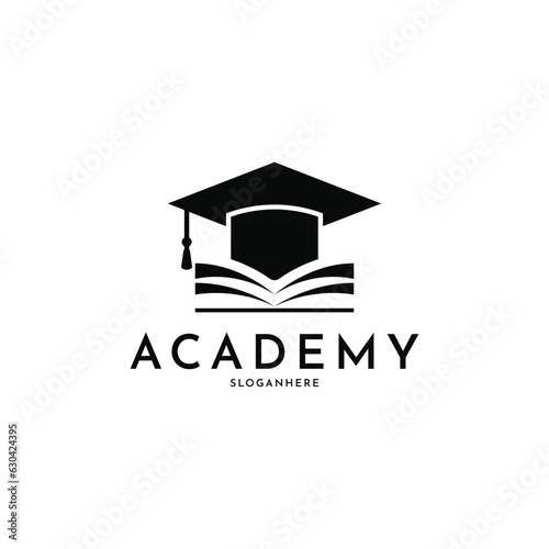 Graduate Toga Hat Book for School Education University College Academic Campus logo design