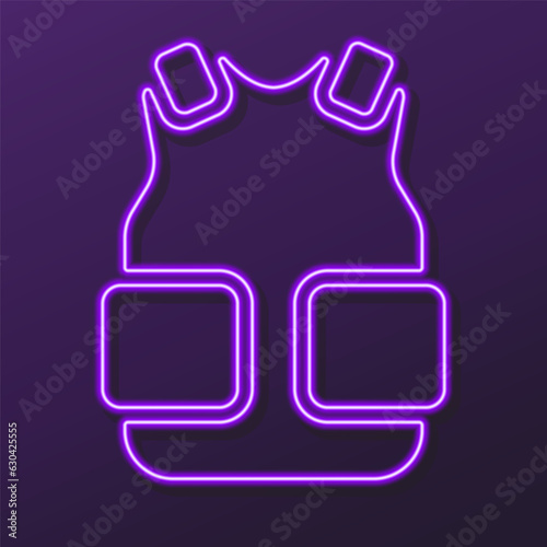 body armor neon sign, modern glowing banner design, colorful modern design trends on black background. Vector illustration.