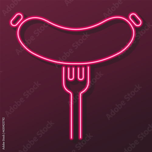 sausage neon sign, modern glowing banner design, colorful modern design trends on black background. Vector illustration.