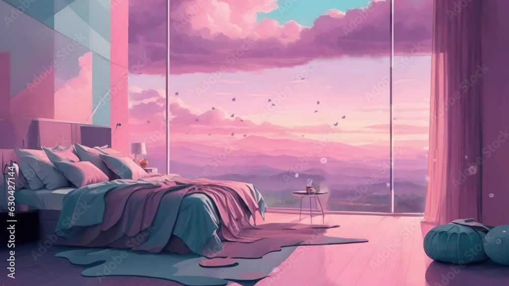 animated virtual backgrounds, stream overlay loop wallpaper, cozy anime lo-fi living room, vtuber asset twitch zoom OBS screen, manga chill hip hop