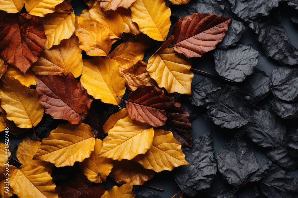 Fototapeta premium Collection Of Fall Leaves Background Generative AI