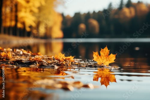 Soft Focus Fall Leaves Backdrop Generative AI